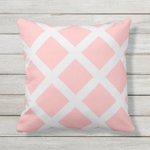 Modern Light Pink and White Criss Cross Stripes Throw Pillow