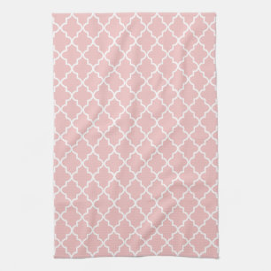 Modern Light Pink and White Moroccan Quatrefoil Kitchen Towel