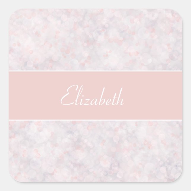 Modern Light Pink Bokeh Custom Name Sticker (Front)