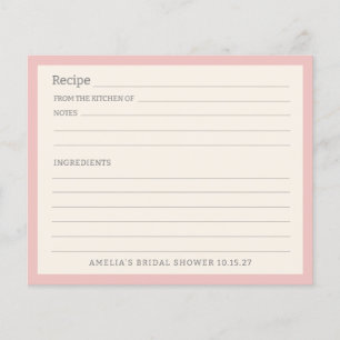 Modern Light Pink Border Personalized Recipe Card