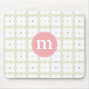 Modern Light Pink & Grey Cute Personalized Mouse Pad