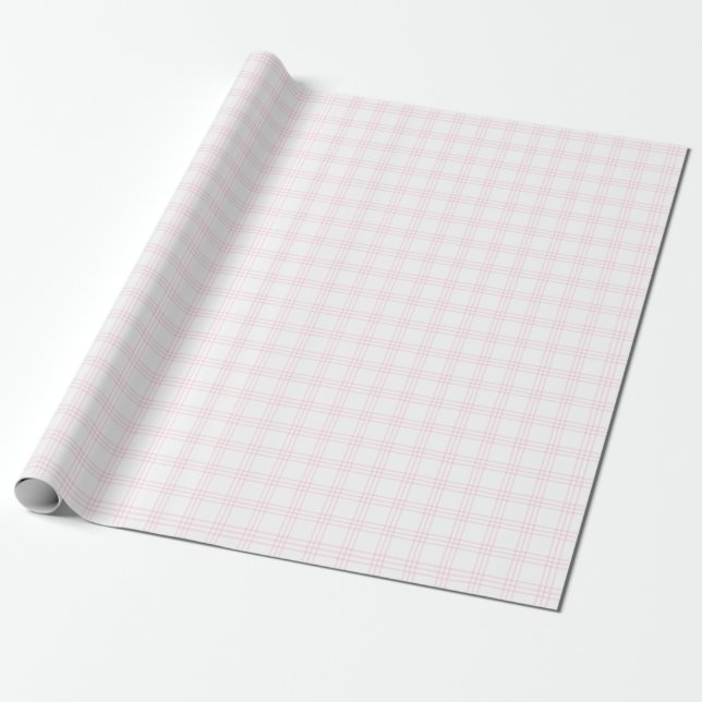 Modern Light Pink Plaid Wrapping Paper (Unrolled)