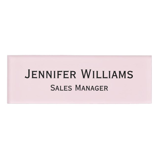 Modern Light Pink Professional Executive Magnetic Name Tag (Front)
