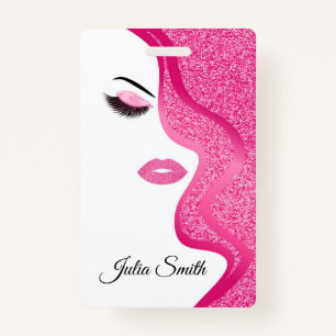 Modern Light Pink with Glitter Effect Badge