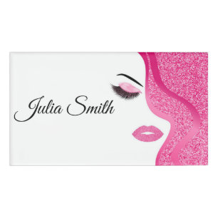 Modern Light Pink with Glitter Effect Name Tag