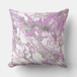 Modern Light Purple and Silver Marble Pattern Throw Pillow