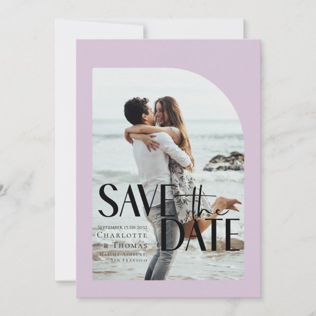 Modern, Light-Purple Photo-Save the Date Invitation (Front)
