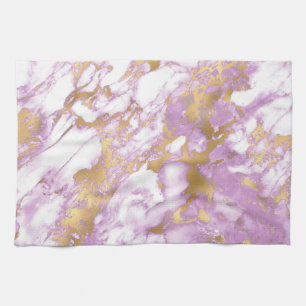 Modern Light Purple, White and Gold Marble Kitchen Towel