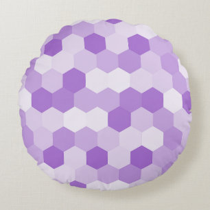 Modern Light Purple White Hexagonal Geometric Round Pillow