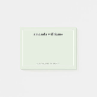 Modern light sage green custom name and text post-it notes