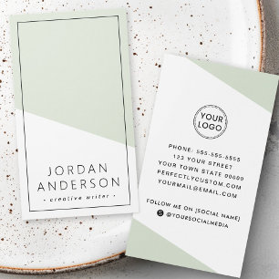 Modern light sage green geometric business card