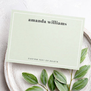 Modern light sage green name & text mini notecard business card