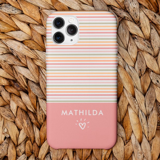 Modern light stripes Case-Mate iPhone case (phone case with striped pattern and name)