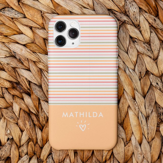 Modern light stripes Case-Mate iPhone case (phone case with striped pattern and name)