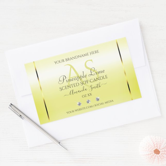 Modern Light Yellow Product Labels Jewels Monogram (Envelope)