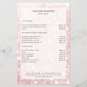 Modern Lightpink Glitter Salon Price List  Flyer