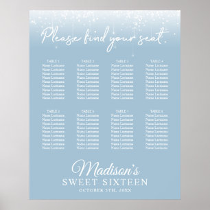 Modern Lights Dusty Blue Sweet 16 Seating Chart