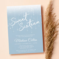 Modern Lights Dusty Blue White Sweet 16