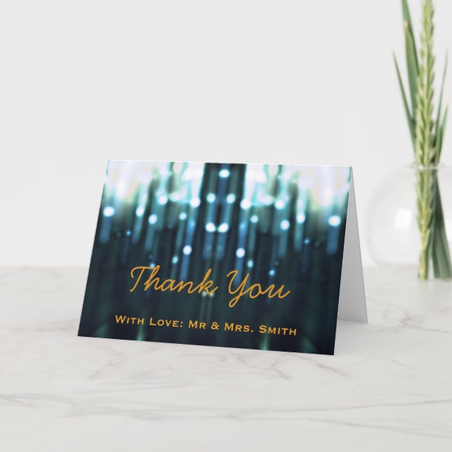 Modern Lights Glitter Confetti Sparkles Thank You Card (Front)