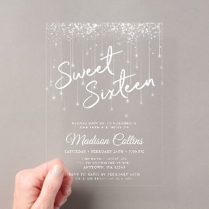 Modern Lights Sweet 16  Acrylic Invitations