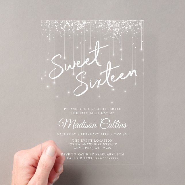 Modern Lights Sweet 16  Acrylic Invitations (Insitu (Handheld))