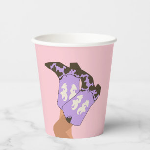 Modern Lilac Cowboy Cowgirl Western Boots Paper Cups