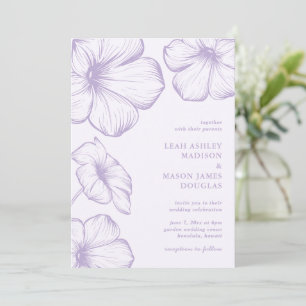 Modern Lilac Floral Elegant Wedding Invitation