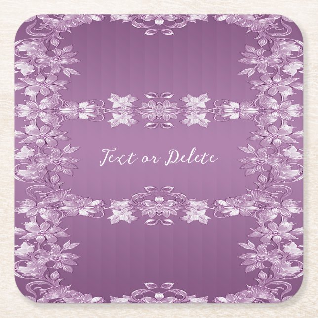 Modern Lilac Floral Paper Coaster (Front)