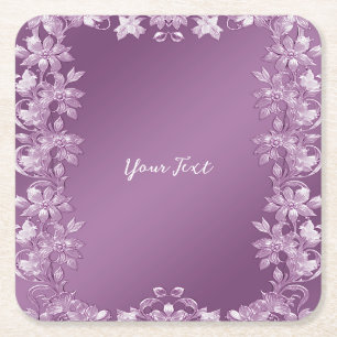 Modern Lilac Floral Paper Coaster