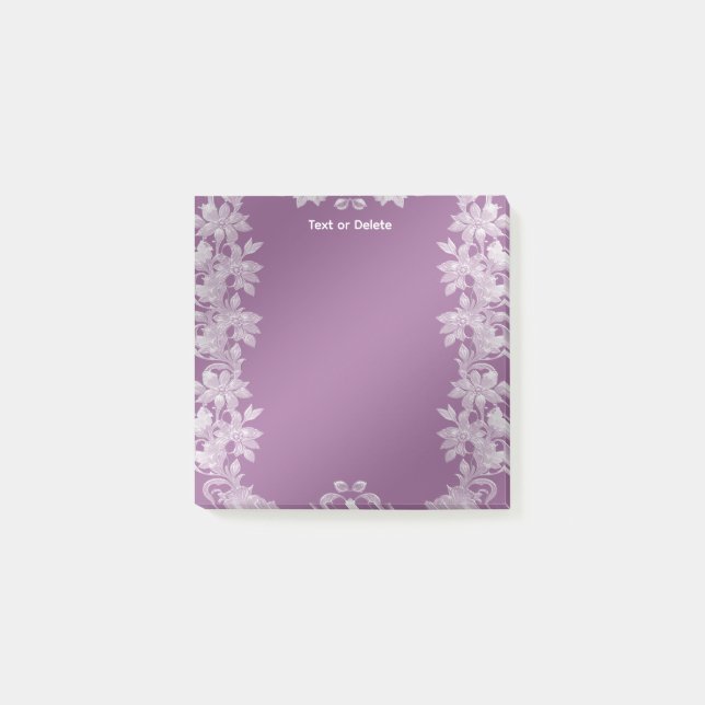Modern Lilac Floral Post it Notes (Front)
