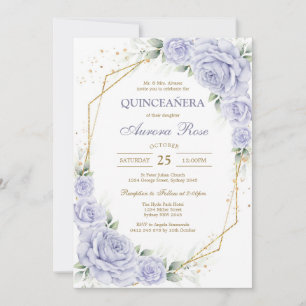 Modern Lilac Floral Quinceanera Invitation