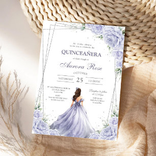 Modern Lilac Floral Quinceanera Invitation