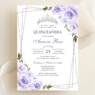 Modern Lilac Floral Quinceanera Invitation