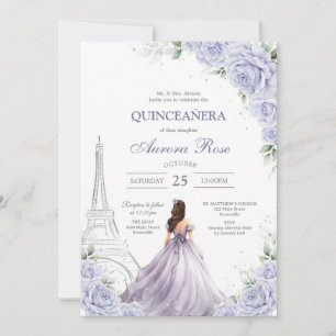 Modern Lilac Floral Quinceanera Invitation
