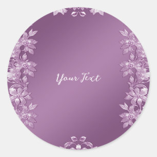 Modern Lilac Floral Round Sticker