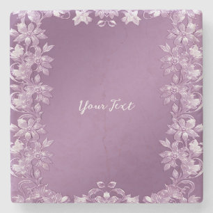 Modern Lilac Floral Stone Coaster
