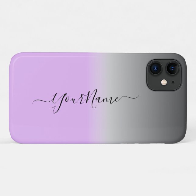 modern  lilac-grey  ombré personalized  Case-Mate iPhone case (Back (Horizontal))