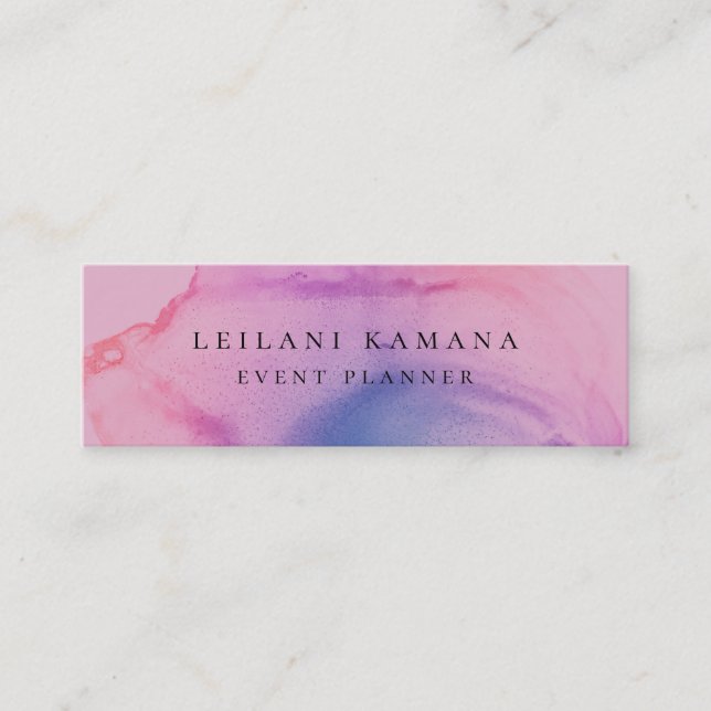 Modern Lilac Ink Blotch Mini Business Card (Front)