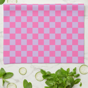 Modern Lilac Lavender and Pink Chequered Kitchen Towel