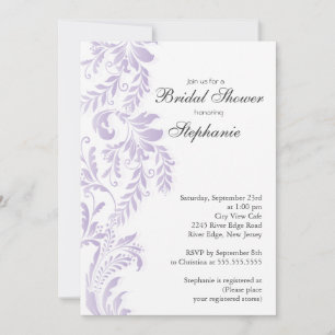Modern Lilac Leaf Swirl Bridal Shower Invitation