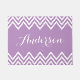 Modern Lilac Purple Chevron Custom Monogram Doormat