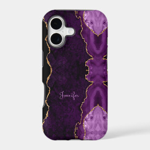 Modern Lilac Purple Gold Agate Crystal Personalize