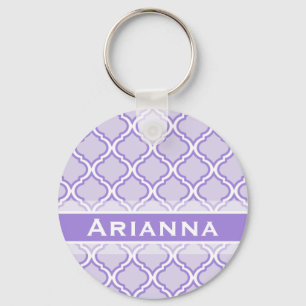 Modern Lilac Purple Moroccan Trellis Keychain