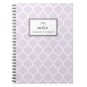 Modern Lilac Quatrefoil Pattern Personalized Notebook