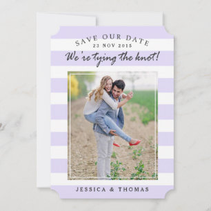 Modern Lilac & White Stripes   Photo Save The Date