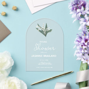 Modern Lily Of The Valley Bouquet Bridal Shower Acrylic Invitations