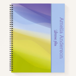 Modern lime blue lavender name Teacher Planner  Notebook