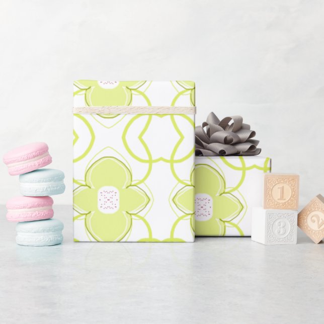 Modern Lime Green And White Artsy Wrapping Paper (Baby Shower)