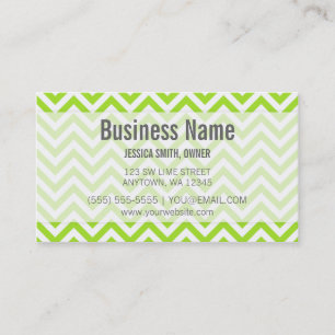 Modern Lime Green and White Chevron Pattern Business Card