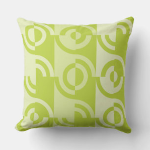 Modern Lime-Green Circular Fragments Pattern Throw Pillow